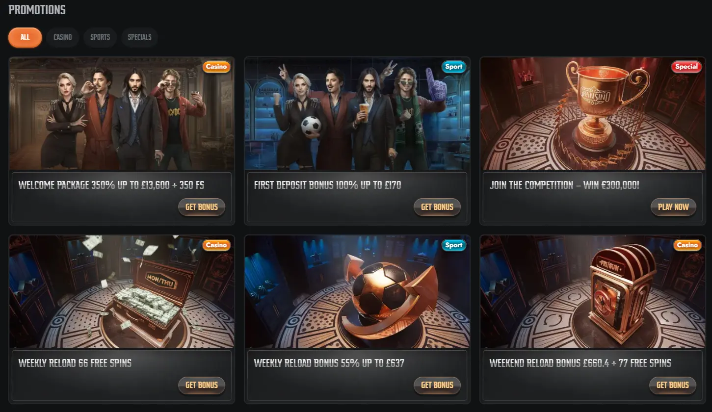 Gransino Casino Bonuses and Promotions